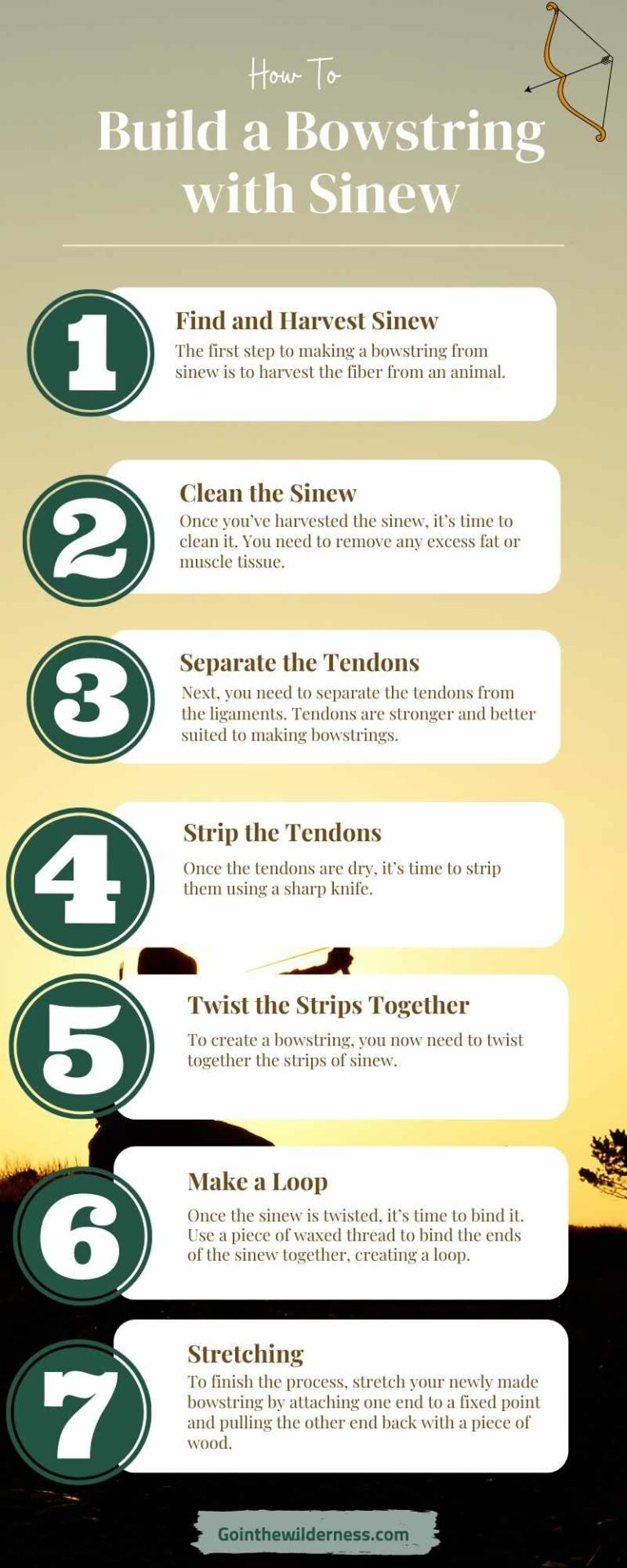 Making a Primitive Archer’s Bowstring from Sinew Go In The Wilderness