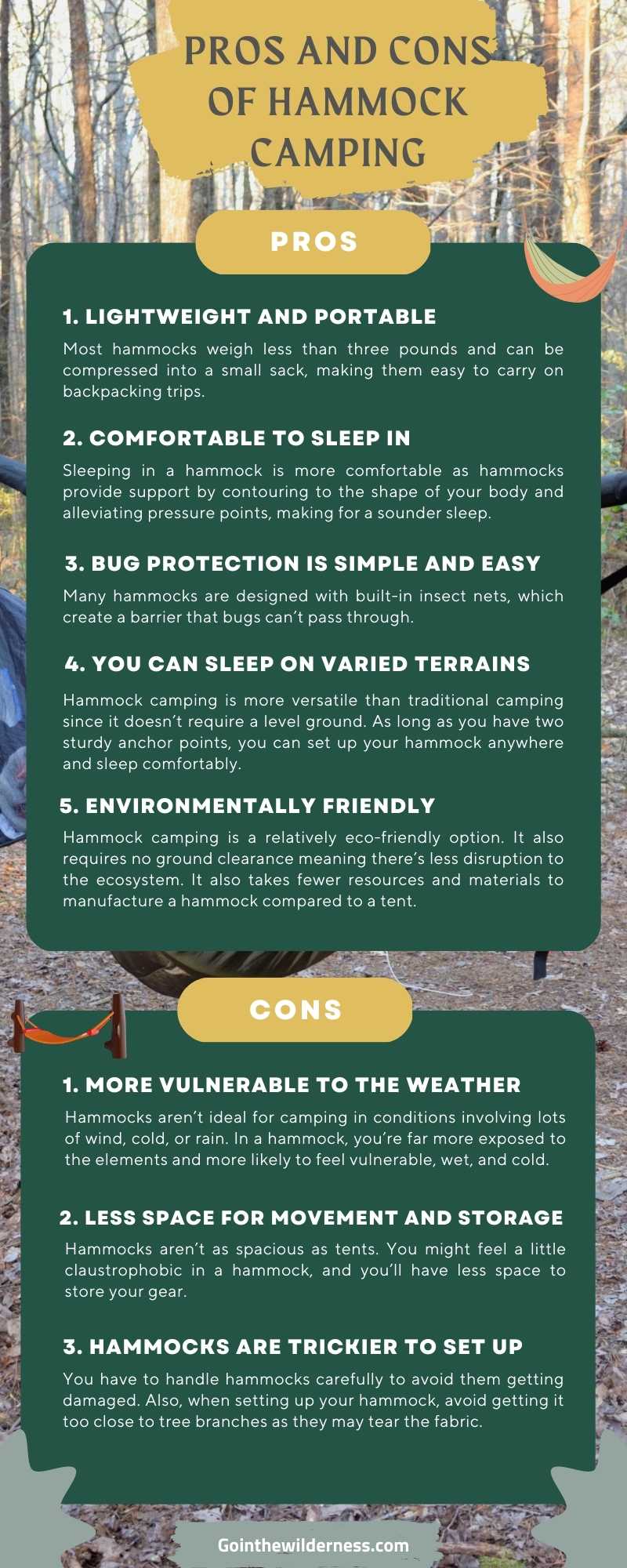 Pros and Cons of Hammock Camping Go In The Wilderness